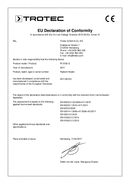 Hősugárzó IR 2500 S Megfelelőségi nyilatkozat (INT)